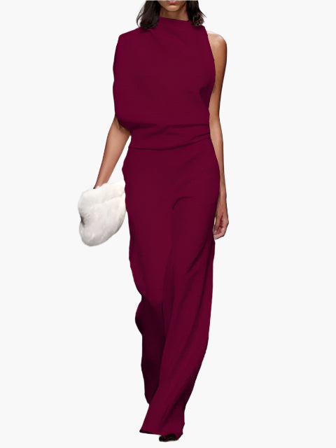 Damen Jumpsuit Eleganter Einteiler mit weitem Bein für Büro und Alltag
