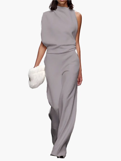 Damen Jumpsuit Eleganter Einteiler mit weitem Bein für Büro und Alltag