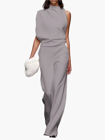 Damen Jumpsuit Eleganter Einteiler mit weitem Bein für Büro und Alltag