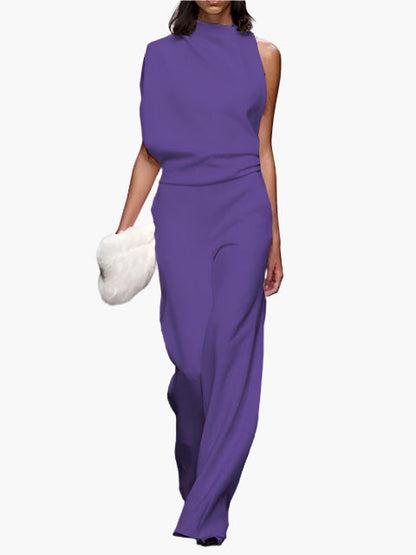 Damen Jumpsuit Eleganter Einteiler mit weitem Bein für Büro und Alltag