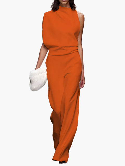 Damen Jumpsuit Eleganter Einteiler mit weitem Bein für Büro und Alltag