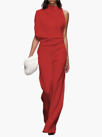 Damen Jumpsuit Eleganter Einteiler mit weitem Bein für Büro und Alltag