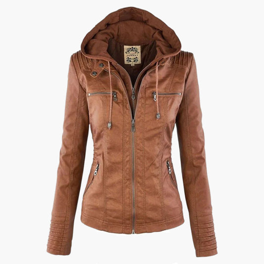 Damen Herbstjacke – Modische Bikerjacke mit Kapuze und Reißverschluss für Alltag und Freizeit
