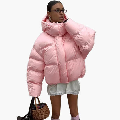 Damen Oversized Steppjacke mit Kapuze – Modische Winterjacke für Alltag und Freizeit