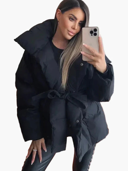 Damen Steppjacke mit Gürtel – Modischer Wintermantel für Freizeit und Alltag