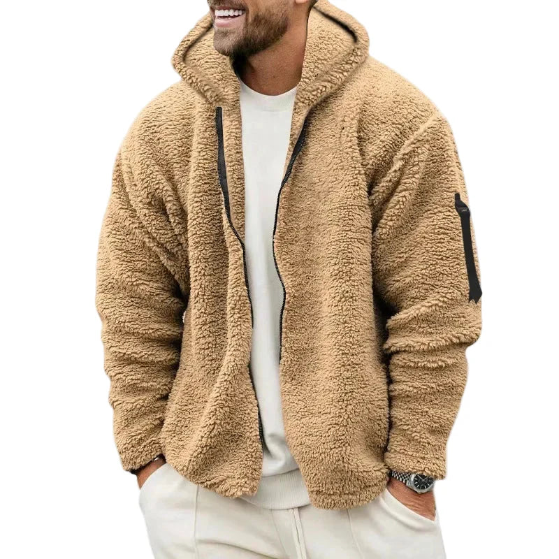 Herren Kapuzenjacke Teddyfell Lässig Sportlich Übergangsjacke – Bequemer Freizeitstil für Herbst und Winter