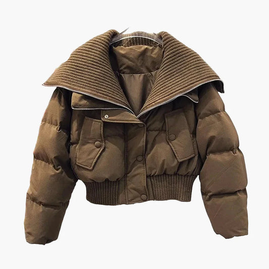 Damen Steppjacke mit extra weitem Kragen – Modische Winterjacke für Alltag und Freizeit