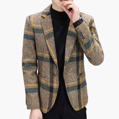 Herren Kariertes Slim Fit Sakko – Modernes Business und Freizeit Blazer für Stilbewusste