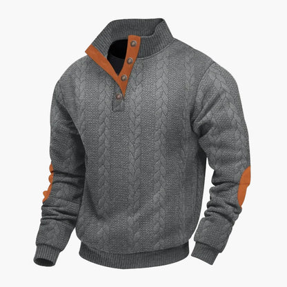 Herren Strickpullover mit Stehkragen und Knopfleiste – Modischer Freizeitpullover für Herbst und Winter