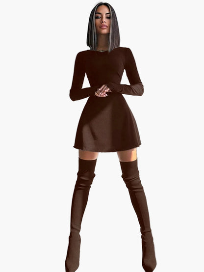 Damen Langarm Minikleid Bodycon – Eleganter Freizeit- und Party-Look