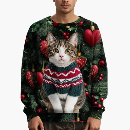 Herren Weihnachtspullover mit Katzenmotiv und festlichem Design – Lustiger Weihnachts-Sweater für Weihnachten und Winter