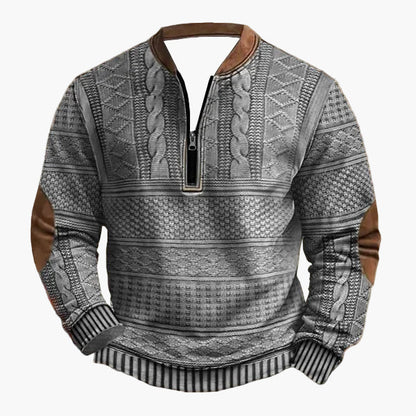 Herren Strickpullover mit Zopfmuster und Viertelreißverschluss – Modischer Freizeitpullover für Herbst und Winter