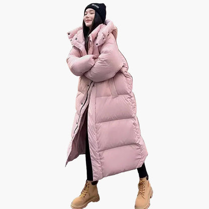 Damen Lange Pufferjacke mit Kapuze – Entspannter Wintermantel für Alltag und Outdoor