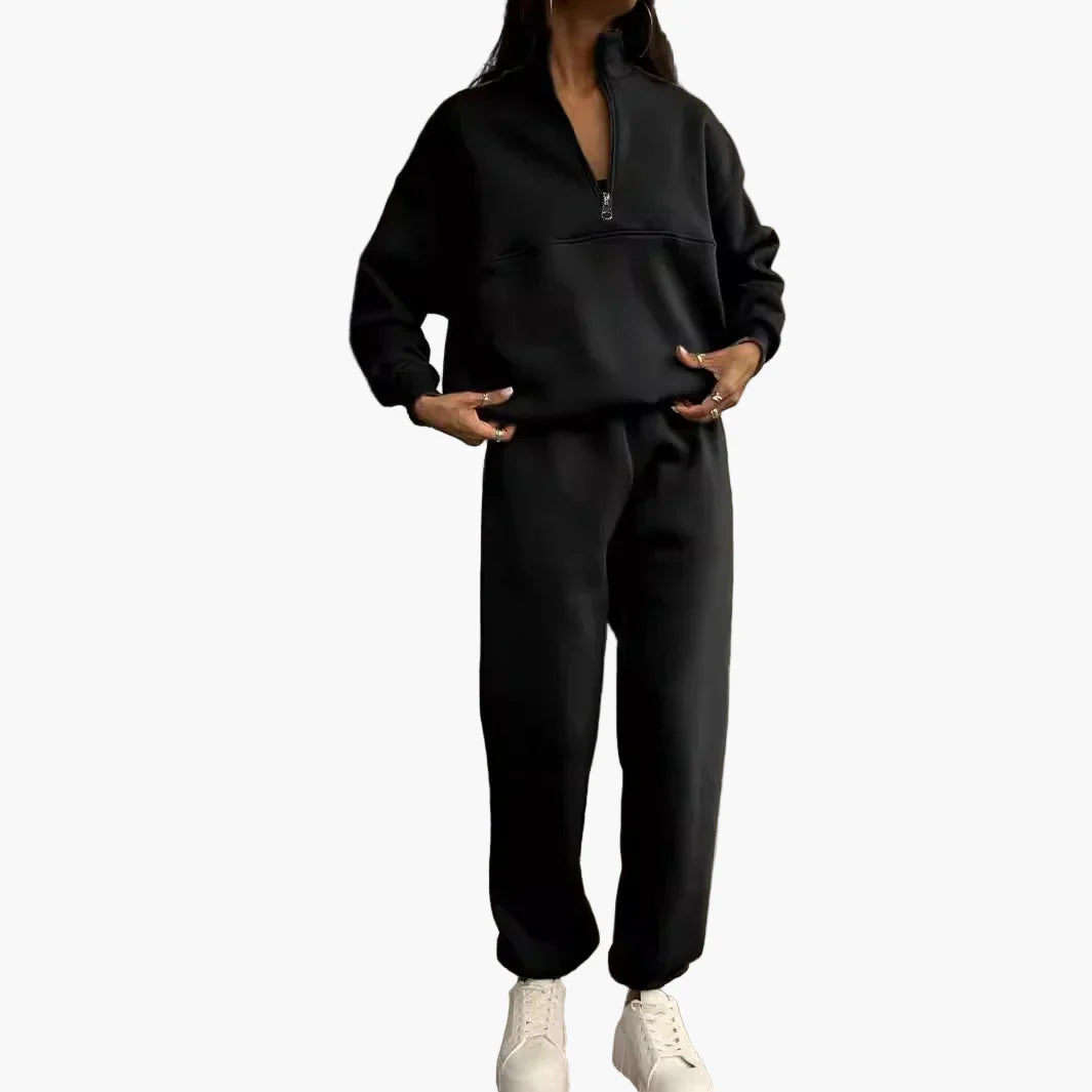 Damen Freizeit Trainingsanzug Zweiteilig – Bequemer Jogginganzug mit Reißverschluss für Alltag und Sport