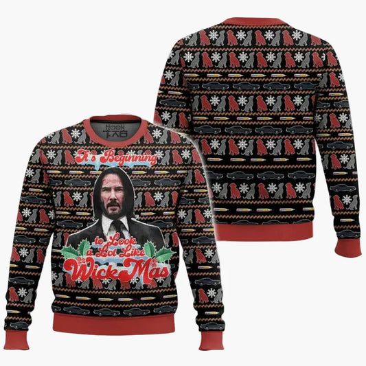 Herren Ugly Christmas Sweater – Lustiger "Wick-Mas" Pullover für Fans, Weihnachten, Party