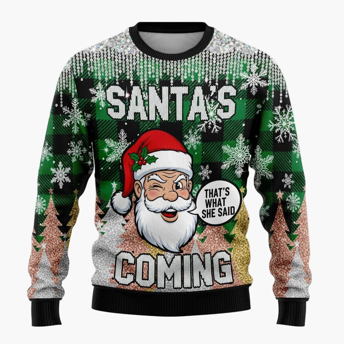 Herren Lustiger Weihnachts-Pullover mit frechem Santa-Motiv – Perfekt für Weihnachtsfeiern & Ugly Christmas Sweater Partys