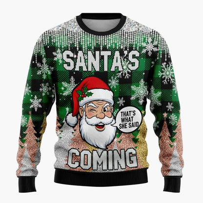 Herren Lustiger Weihnachts-Pullover mit frechem Santa-Motiv – Perfekt für Weihnachtsfeiern & Ugly Christmas Sweater Partys
