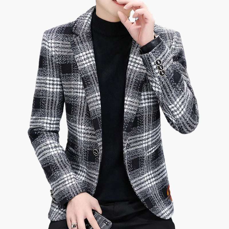 Herren Kariertes Slim Fit Sakko – Modernes Business und Freizeit Blazer für Stilbewusste