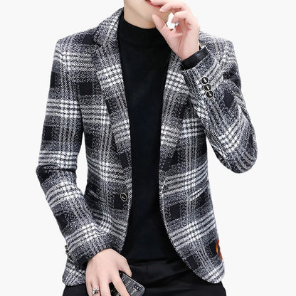 Herren Kariertes Slim Fit Sakko – Modernes Business und Freizeit Blazer für Stilbewusste