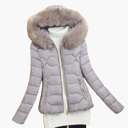 Damen Winter Steppjacke mit Kapuze und großem Kragen – Eleganter City-Style für kalte Tage