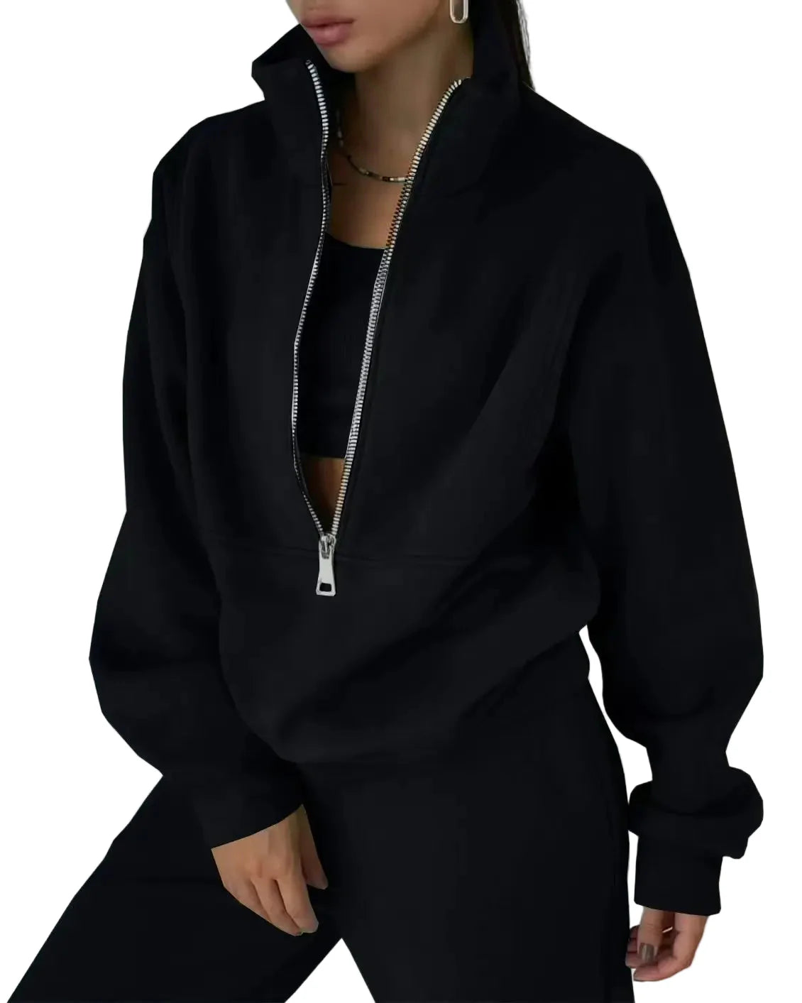 Damen Zweiteiler Freizeit Jogginganzug mit Reißverschluss – Komfortabler Trainingsanzug für Sport und Alltag