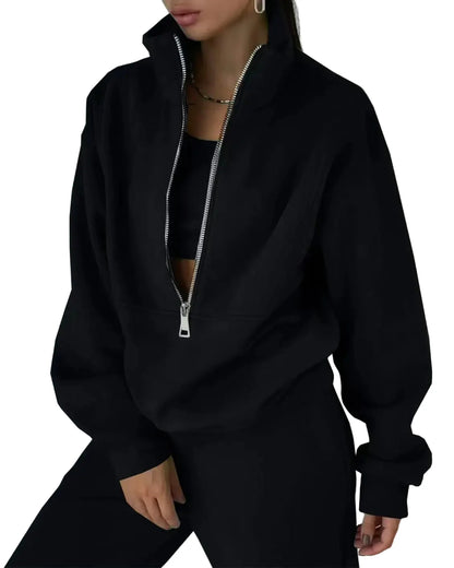 Damen Zweiteiler Freizeit Jogginganzug mit Reißverschluss – Komfortabler Trainingsanzug für Sport und Alltag