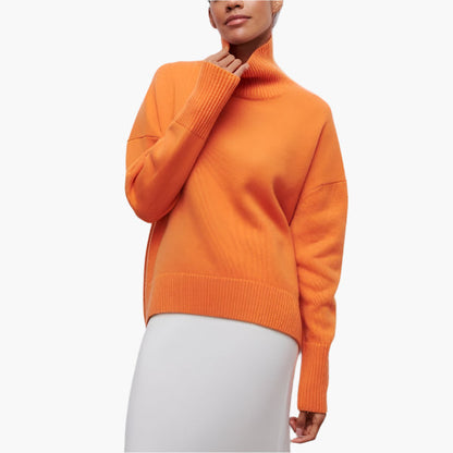 Damen Pullover mit Rollkragen und voluminösen Ärmeln – Eleganter Style für Alltag und Büro