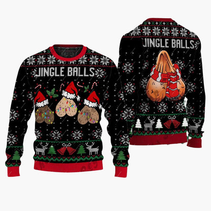 Herren Lustiger Weihnachtspullover Jingle Balls – Ugly Christmas Sweater für Männer, Party & Festtage