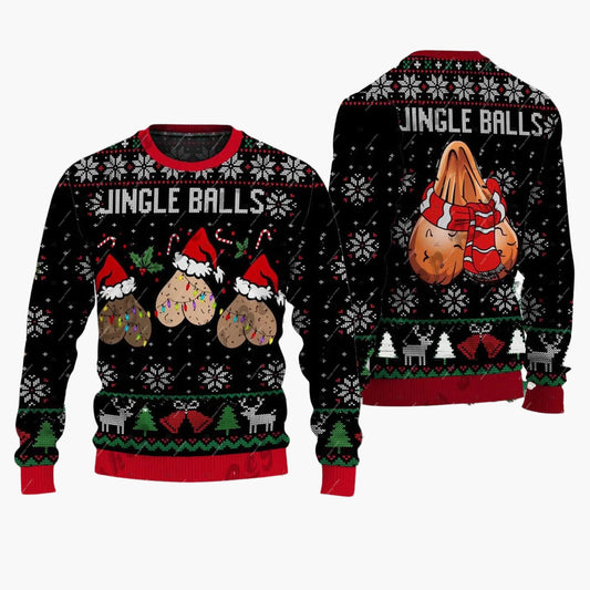 Herren Lustiger Weihnachtspullover Jingle Balls – Ugly Christmas Sweater für Männer, Party & Festtage
