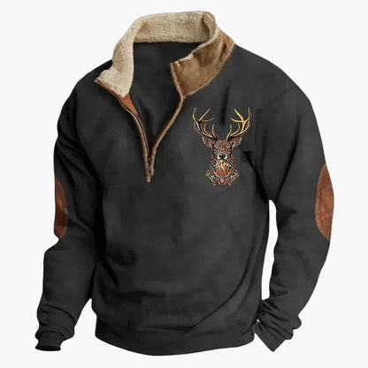 Herren Western Style Pullover mit Azteken-Muster und Longhorn-Motiv – Bequemer Freizeit-Sweater für Outdoor & Alltag