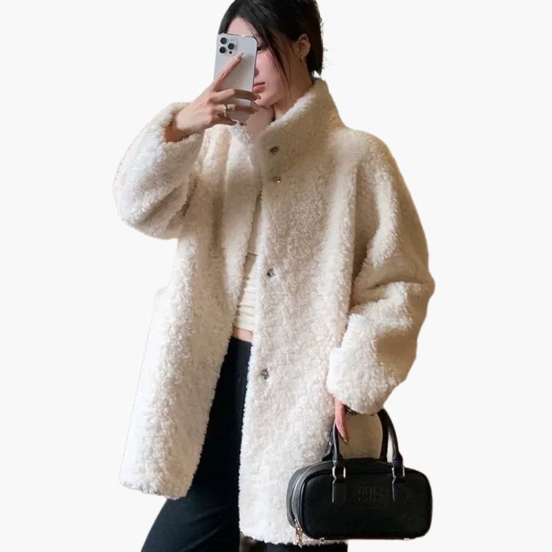 Damen Teddyfell Winterjacke Lässig Oversized Warm Modisch