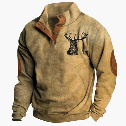 Herren Vintage Western Sweatshirt mit Ethno-Muster und Stehkragen – Freizeitpullover