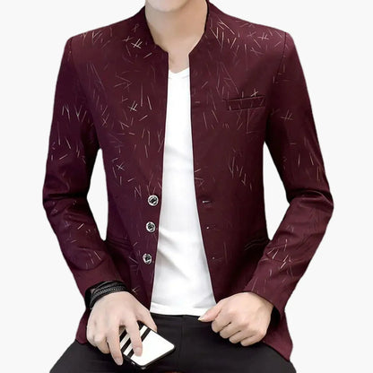 Herren Modernes Freizeit-Sakko mit Stehkragen und abstraktem Muster – Elegantes Blazer-Jackett für Alltag & Events