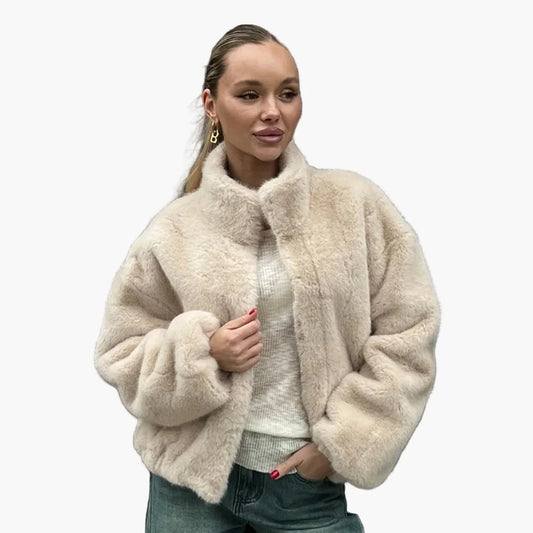Damen Kurzjacke mit Stehkragen – Modische Oversized Übergangsjacke für Alltag und Ausgehen