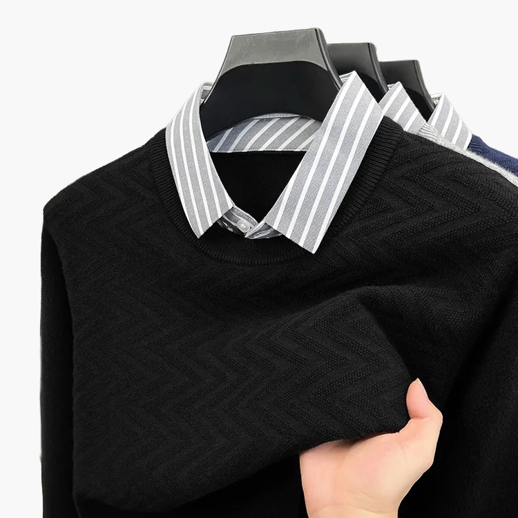 Herren Pullover mit gestreiftem Kragen – Eleganter Business & Casual Look