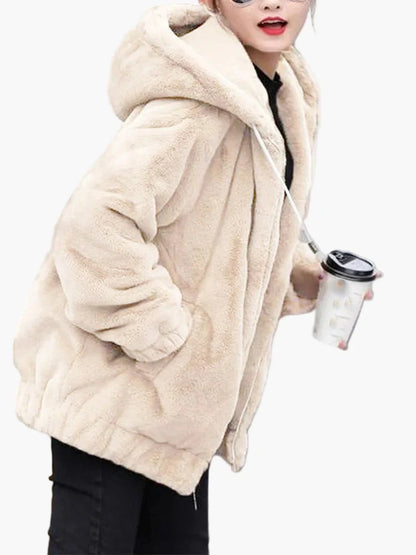 Damen Oversize Kapuzenjacke im Teddy-Stil – Lässige Winter-Fleecejacke für Alltag & Freizeit