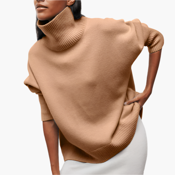 Damen Pullover mit Rollkragen und voluminösen Ärmeln – Eleganter Style für Alltag und Büro