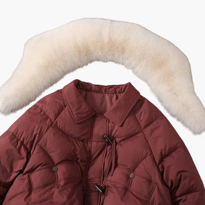 Damen Winterjacke mit großem Kunstpelzkragen, modischer Steppmantel für kalte Tage