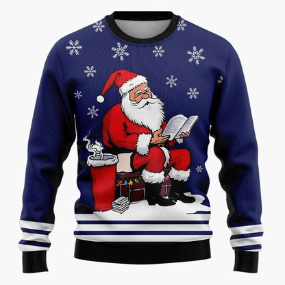 Herren Lustiger Weihnachts-Pullover Ugly Christmas Sweater mit Santa-Motiv und Spruch – Perfekt für Weihnachtsfeiern