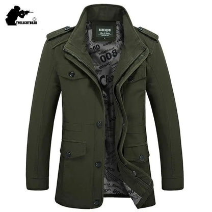 Herren Militärstil Jacke – Outdoor Freizeit Übergangsjacke mit Knopfleiste