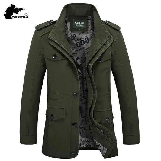 Herren Militärstil Jacke – Outdoor Freizeit Übergangsjacke mit Knopfleiste