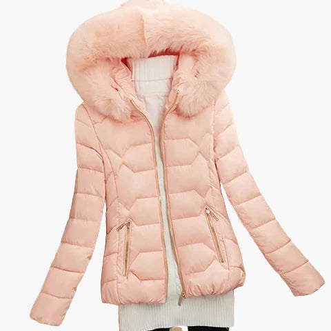 Damen Winter Steppjacke mit Kapuze und großem Kragen – Eleganter City-Style für kalte Tage