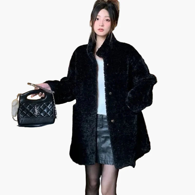 Damen Teddyfell Winterjacke Lässig Oversized Warm Modisch