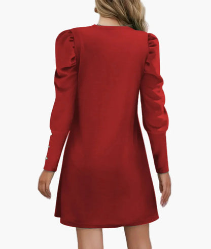 Damen Kleid mit Puffärmeln und elegantem Schnitt – Perfekt für besondere Anlässe und Alltag