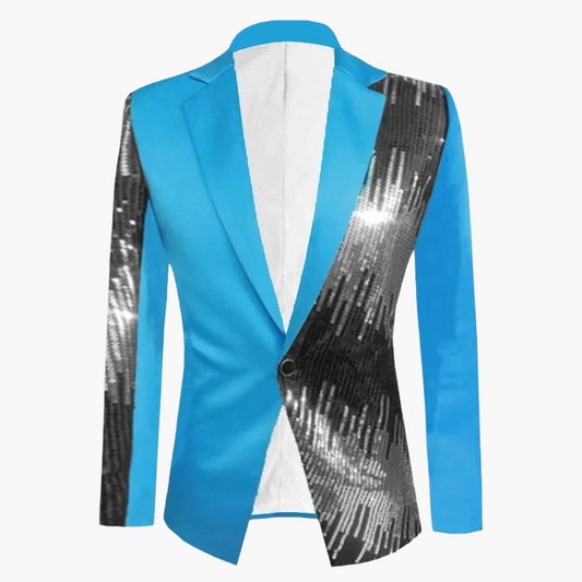 Herren Glitzer Sakko Modern Partyjacke Einreiher für Bühne und Events