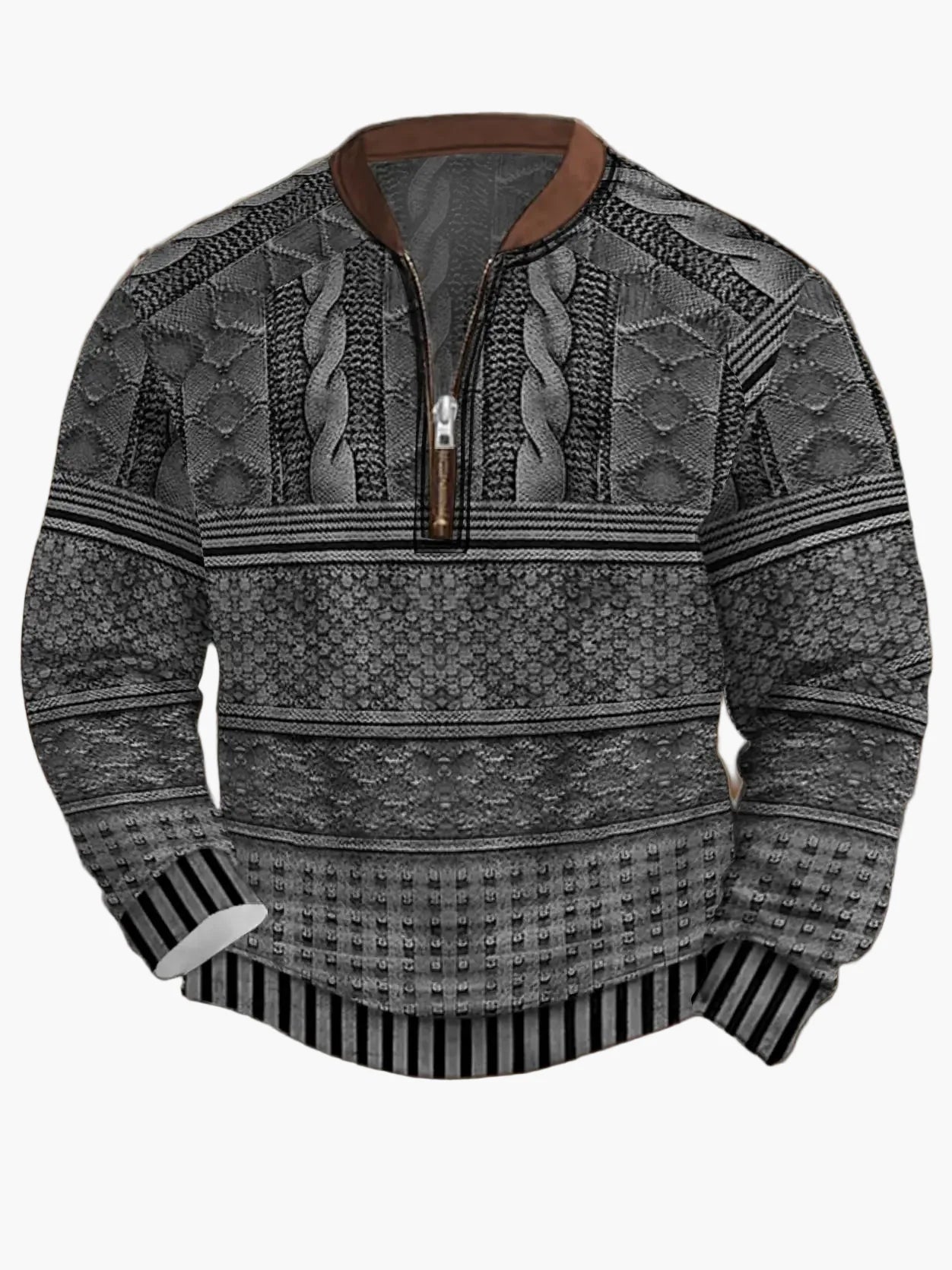Herren Strickpullover mit Reißverschluss – Moderner Freizeit-Look für Herbst und Frühling