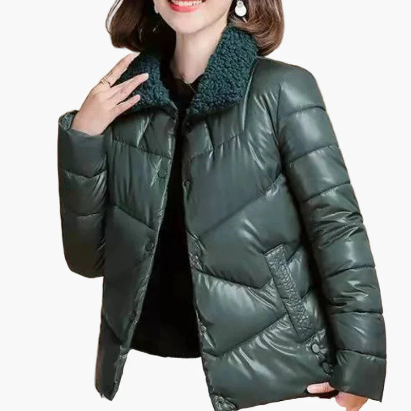 Damen Steppjacke mit modischem Kragen – Eleganter Wintermantel für Alltag & Freizeit