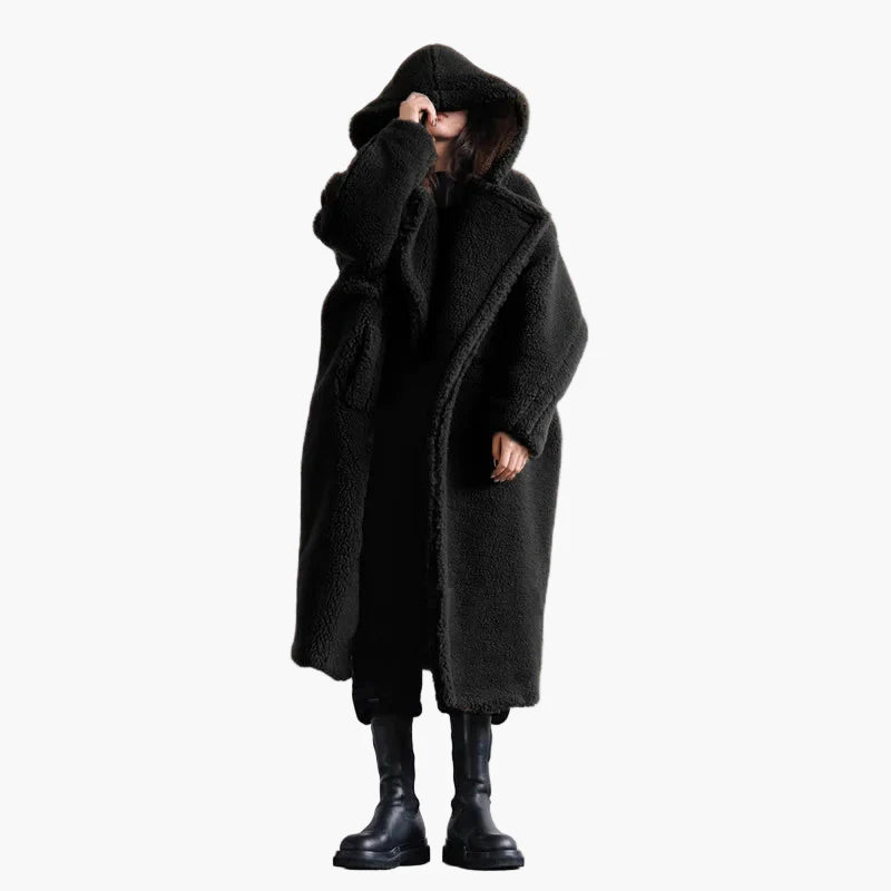 Damen Oversize Teddy Mantel mit Kapuze – Urban Streetwear Winterjacke
