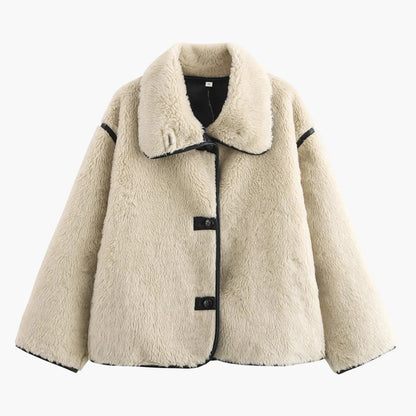 Damen Teddy-Jacke im Oversize-Look – Modische Winterjacke für Alltag und Freizeit