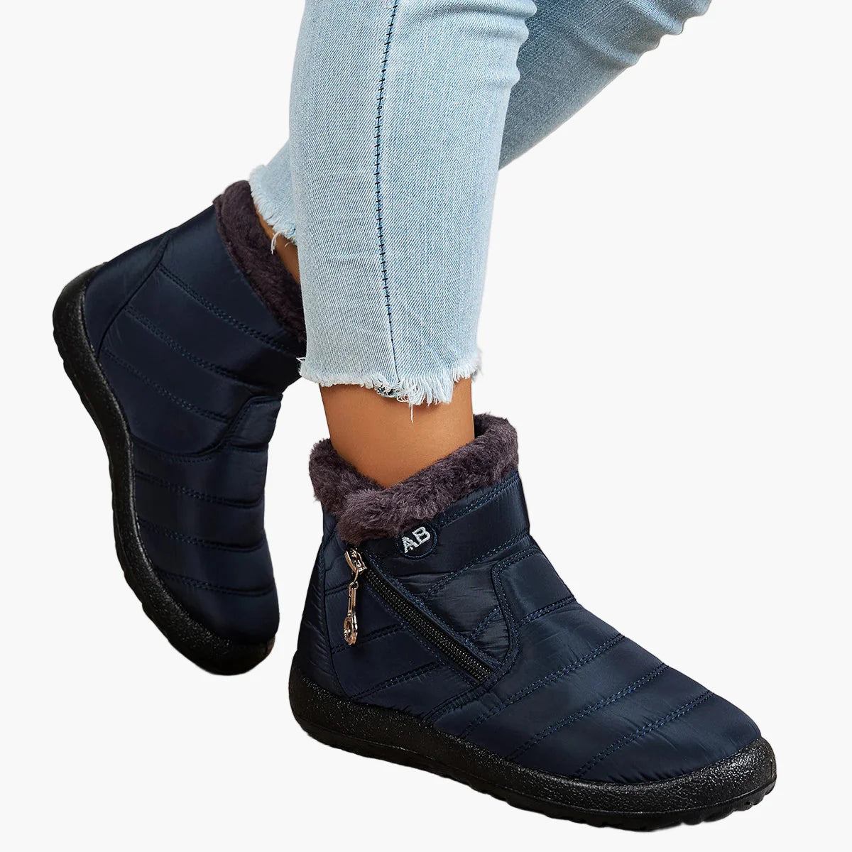 Damen Winter Stiefeletten mit Warmfutter und Reißverschluss – Bequeme gefütterte Outdoor-Schuhe für kalte Tage